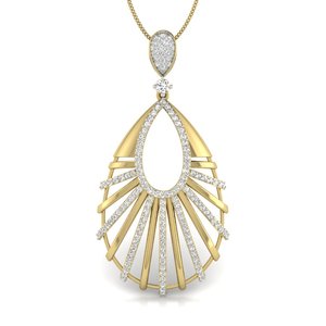 Luxury Yellow Gold <b>Diamond</b> Pendant With Pear Cut Center And Radiant Design For Women's Wedding Jewelry GIA Certified - Product Image 2