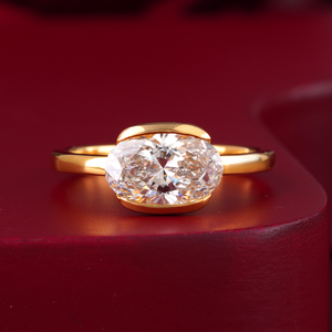 2.00 CT Oval Cut Lab Grown VVS1 VVS2 Diamond Bezel Solitaire Engagement Ring 14K White Gold Minimalist Style - Product Image 1