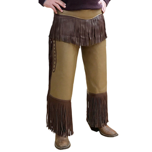 Chaps en cuir véritable pour homme, style cowboy, avec franges et fermeture à boucle, haute qualité pour l'équitation - Product Image 5