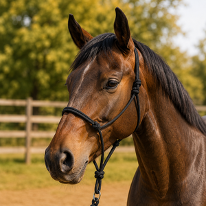 Harnais de cheval en corde noire de qualité supérieure |   Ajustable, durable, léger |   Matériel d'entraînement équestre pour le travail au sol |   Nœuds solides et ajustables - Product Image 3