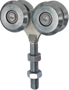 <span class=keywords><strong>Chariot</strong></span> à <span class=keywords><strong>porte</strong></span> <span class=keywords><strong>coulissante</strong></span> avec 4 roulettes en acier pour profilé 42x54x2,5 mm, 200 kg, M12, système de suspension - Product Image 1