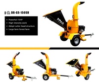 Déchiqueteuse de bois industriel avec démarreur électrique/branche de feuille d'herbe à recul moteur à essence vtt mobile 15hp