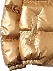 Chaqueta con capucha brillante, impermeable y transpirable, de lona con revestimiento dorado, de nueva llegada, con cierre de un solo botón. - Product Image 5