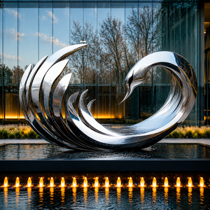 Escultura Moderna Abstracta de Acero Inoxidable, Plateada y Pulida, Decoración de Arte para Jardín Exterior, para Villa, Hotel, Patio - Product Image 1