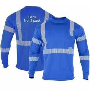 T-shirt de sécurité réfléchissant bleu à manches longues, vêtements de travail haute visibilité, chemise d'avertissement pour les équipes routières et de construction - Product Image 3
