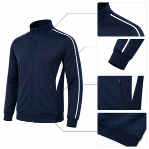Chaqueta Deportiva de Doble Tejido de Poliéster para Entrenamiento en Equipo, Cuello Alto, Chaqueta Deportiva para Gimnasio, Proveedor de Ropa Deportiva Personalizada OEM - Product Image 4