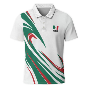 Camiseta de Manga Corta para Hombre con la Bandera de México, Corte Regular, Transpirable, de Poliéster Tejido, de Secado Rápido, Informal, con Logotipo Frontal - Product Image 1