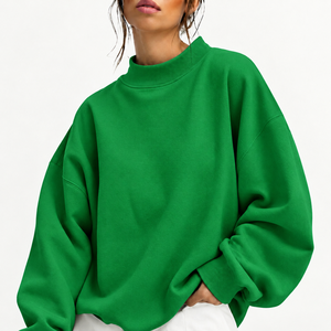 Sudadera de cuello alto para mujer, holgada, bordada, transpirable, ecológica, para otoño/invierno, venta al por mayor OEM/ODM - Product Image 6