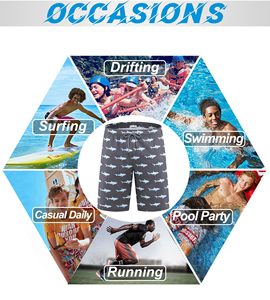 Shorts de bain imprimés pour hommes, séchage rapide, avec cordon de serrage, taille mi-haute décontractée, avec poches, gris - Product Image 3