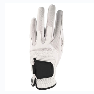 Gant de golf SOSH4 en cuir véritable blanc avec imprimé crâne noir, respirant, à doigts complets, avec sangle de poignet réglable, pour sports de plein air - Product Image 2