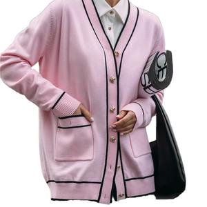 Pull-over en tricot à col en V respirant en coton 100% épais unisexe avec logo personnalisé OEM ODM - Product Image 1