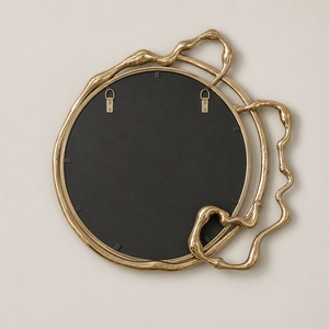 Modern Gold Round Wall Mirror Abstract Sculptural Frame Decorative Mirror For Living Room Bedroom Wall Decor - Product Image 4