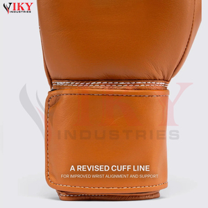 Gants de boxe en cuir de vachette de la collection vintage OEM ODM, avec surpiqûres contrastées blanches, équipements d'entraînement pour le kickboxing et la lutte - Product Image 5