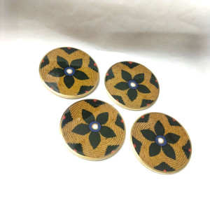 Wholesale Brass Rim Drink Coaster Set Premium MDF <b>Table</b> <b>Protector</b> Custom Floral Artwork Durable Eco-Friendly Handmade for Hotels - Product Image 4