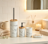 Ensemble d'accessoires de salle de bain en céramique Rain Drop, 4 pièces, kit de bain décoratif avec distributeur de savon pour la maison et l'hôtel