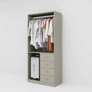 Sistema Organizador de Armario Gris de Pared de 32 Pulgadas de Ancho x 16 Pulgadas de Profundidad x 71 Pulgadas de Alto, Cajones, Percheros, Organizadores de Ropa Colgantes, Modelo D0100H54MNX - Product Image 3