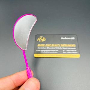 Espejo de Inspección de Pestañas en Forma de Media Luna Rosa Intenso, Espejo de Inspección en Forma de Creciente con Logotipo Personalizado, Espejo de Inspección Rosa Neón - Product Image 2