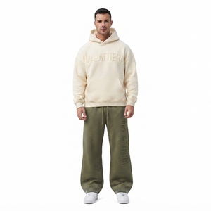 Custom Men <b>Oversized</b> Hoodie <b>Jogger</b> Set Cotton Fleece Washed Two Tone Rhinestone Streetwear Tracksuit OEM Wholesale - Product Image 1