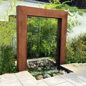 Modern Rusting Art <b>Large</b> <b>Ring</b> Water Curtain Corten Steel <b>Ring</b> Waterfall Fountain - Product Image 5