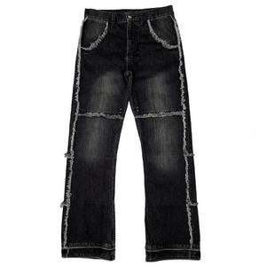 Jeans à jambe large coupe droite pour femme, en coton doux et léger, confortable, coupe décontractée, style décontracté quotidien, streetwear, OEM - Product Image 4