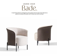Fauteuil d'appoint moderne bicolore en tissu rembourré de mousse avec dossier solide pour salon et chambre à coucher