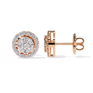 Marquise Cluster Halo <b>Diamond</b> Stud <b>Earrings</b> – 1.5ctw CVD Lab <b>Diamond</b> 10K 14K 18K Solid Rose Gold Screw Back Studs - Product Image 2