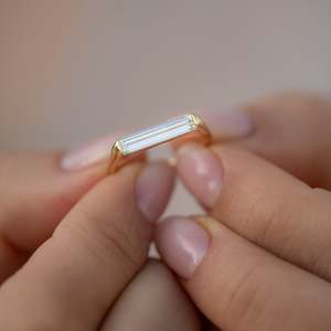 Emerald Cut Lab Grown Diamond Engagement <b>Ring</b> Platinum 14K Gold Plated 2.5 Carat Classic Style - Product Image 3