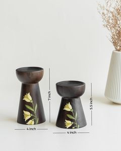 Durable Handmade Wood Driftwood Candle Holders Custom Print-Unique Style for Home Living Room Christmas <b>Black</b> Wood <b>Candlesticks</b> - Product Image 6