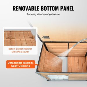 Medio-grande casa per cani all'aperto con pavimento sopraelevato impermeabile Anti-morso legno e ferro telaio tetto aperto Design per animali domestici - Product Image 5