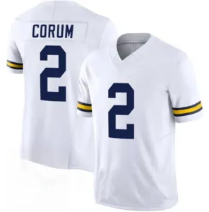 2026 Ingrosso per College 2 Blake Corum 9 J.J. McCarthy F.<span class=keywords><strong>U</strong></span>.<span class=keywords><strong>S</strong></span>.E. Maglie da Calcio Corte con Cuciture Blu <span class=keywords><strong>Navy</strong></span> Edizione Limitata per Giocatori - Product Image 6