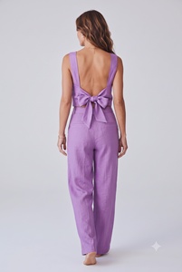 Ensemble deux pièces en coton slub, haut sans manches avec pantalon évasé, coupe ample, poches, tenue de fête, tenue de vacances - Product Image 2