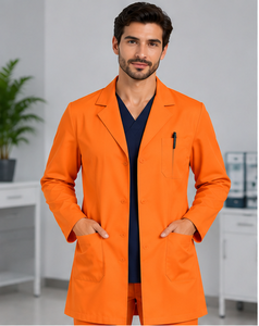 Blouse de laboratoire blanche de haute qualité pour homme, tenue médicale tissée à manches longues, uniforme de médecin à col cranté, respirante en polycoton - Product Image 3
