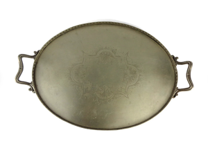Bandeja de Servir Vintage al por Mayor con Acabado de Latón y Asas Fundidas, Plato Decorativo Redondo de Metal en Tono Oro Antiguo en Venta - Product Image 5