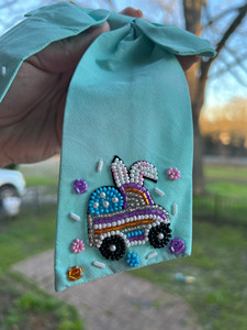 Handmade Turquoise Satin Beaded Bow Hair <b>Clip</b> Casual Multifunction Easter Bunny Truck Design Kids Party <b>Spring</b> Festival - Product Image 2
