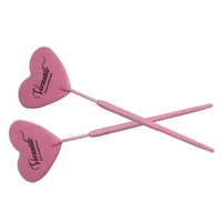 Miroirs d'extension de cils de haute qualité enduits de poudre rose en forme de coeur en acier inoxydable avec logo personnalisé miroir à cils en forme de coeur