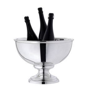 Juego de 2 cuencos modernos de aluminio niquelado con base para decoración del hogar, centro de mesa para bodas o enfriador de vino y champán. - Product Image 5