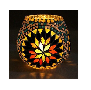 Solid Design Wedding Party Dining Mosaic Amber Glass Candle Holder Romantic Gift Tea Light for Home Decoration - Product Image 5