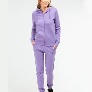Conjunto Deportivo de Felpa de Algodón Color Lavanda para Mujer, Sudadera con Cremallera Completa y Pantalones Jogger, 2 Piezas, Fabricante Mayorista, Ropa de Invierno Personalizada - Product Image 5