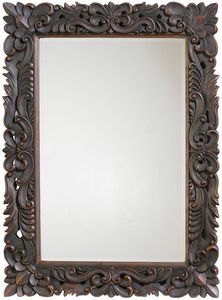 Handmade Wooden <b>Wall</b> <b>Mirror</b> <b>Rectangular</b> Traditional Frame Ornate Floral Scroll Carving Brown - Product Image 5