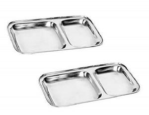 Assiettes Polies Rectangulaires Multi-Compartiments en Acier Inoxydable Bold Blossom à Six Grilles, Classiques, Écologiques et Lavables au Lave-Vaisselle - Product Image 2