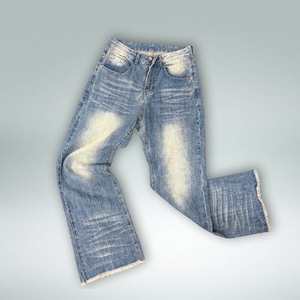 Vaqueros formales de hombre de pierna recta, lavados a medida, 100% algodón, con logotipo impreso, remaches en la cadera y bordados, de secado rápido para otoño/invierno. - Product Image 1