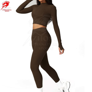 Ensemble de yoga 3 pièces de qualité supérieure, sans coutures, avec soutien-gorge de sport, leggings et veste pour l'entraînement physique et les vêtements de sport - Product Image 2