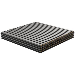Set di 4 Pannelli Acustici in Legno e MDF Grigio 60x120cm, Decorazione Fonoassorbente per Pareti a Doghe - Product Image 1