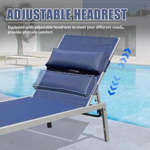 Juego de 3 Tumbonas Ajustables de Aluminio para Patio, Resistentes a la Intemperie, con Mesa Lateral para Piscina o Tomar el Sol - Product Image 4