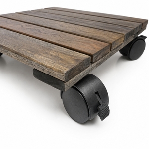 Soporte para Plantas de Madera de Acacia de Alta Calidad, Estilo Vintage, con Ruedas, Forma Cuadrada, Rotación de 360 Grados, para Hogar y Jardín, con Revestimiento de PU, para Flores/Plantas Verdes - Product Image 5