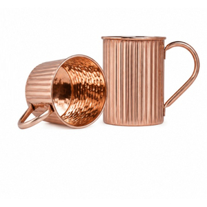 Mug en cuivre côtelé en gros, tasse Moscow Mule en cuivre pur avec finition cannelée, tasse en cuivre massif en vrac pour cocktails et boissons - Product Image 1