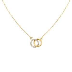 Hallmarked <b>Silver</b> Interlocking Circle Gold Plated Pendant for Women - Product Image 3