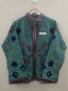 Handmade 100% Cotton Kantha Embroidered Winter/<b>Spring</b> Eco-Friendly <b>Women's</b> One-of-a-Kind Full Sleeve Floral Pattern Bohemian - Product Image 1
