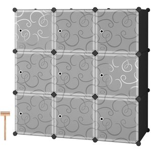 Armadio Modulare Bianco e Nero a 9 Cubi, Porte e Ripiani per Organizzazione e Stoccaggio YS - Product Image 3