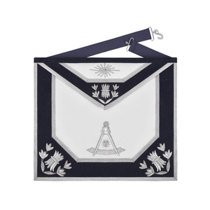 Hand Embroidered Masonic Ceremonial <b>Apron</b> <b>White</b> Leather Silver Bullion Trim High Quality Blue Lodge Masonic Silver <b>White</b> <b>Apron</b> - Product Image 1